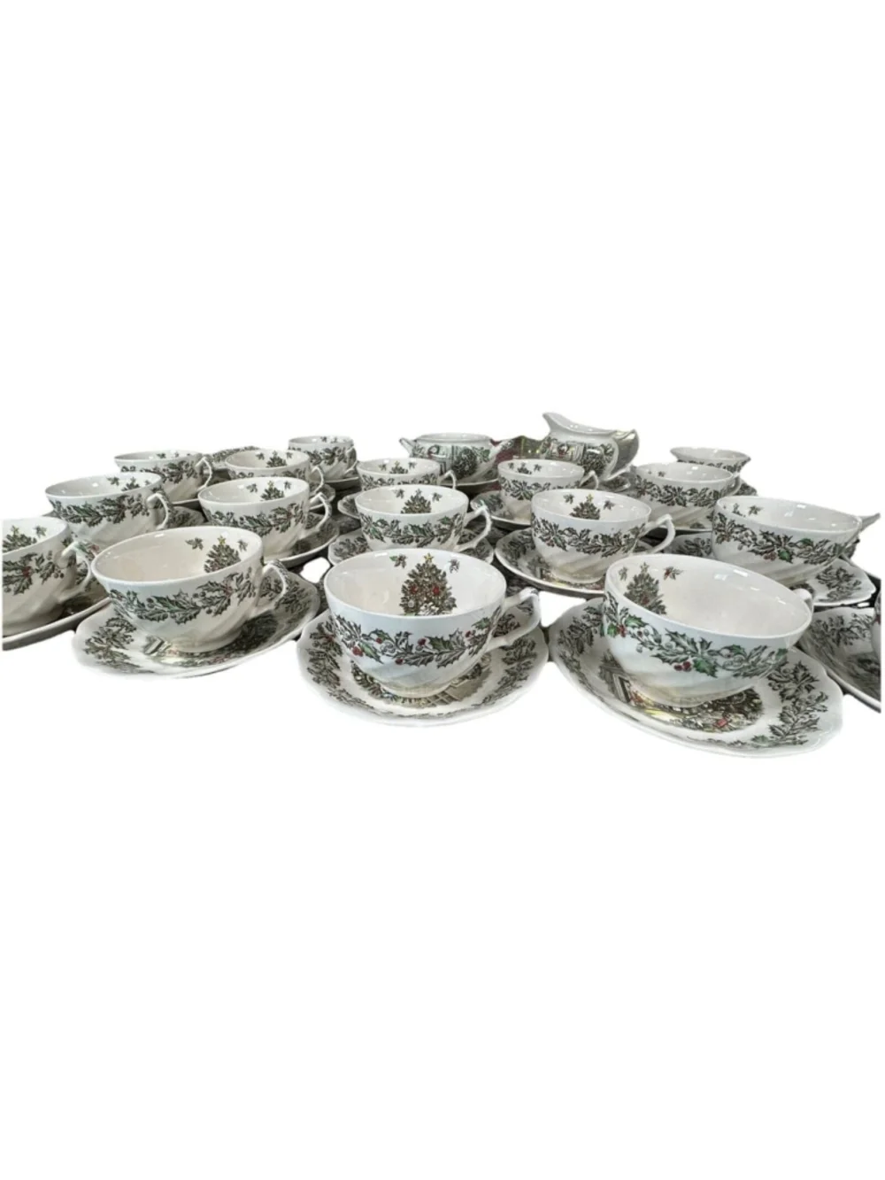 VTG Johnson Brothers England Merry Christmas Tea Cups & Saucers Etc. Set Of 20
